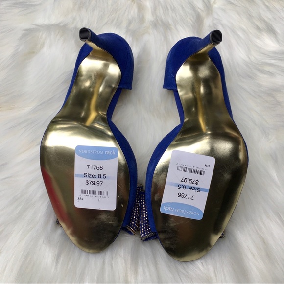 🎀NWT Betsey Johnson Glendah Blue/Gold Heels - Picture 8 of 16